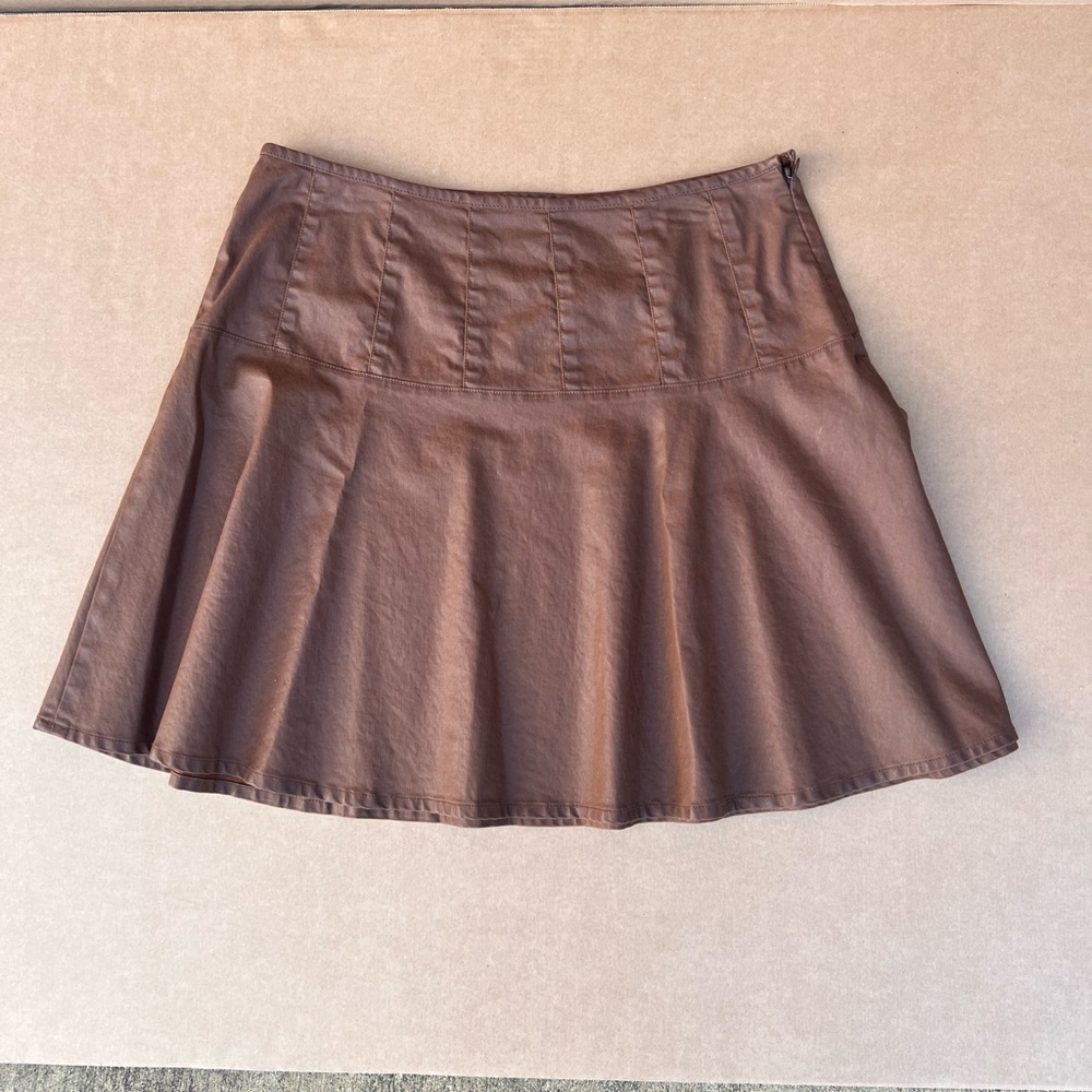 Ralph Lauren Brown A-Line Skirt Womens 10P Brown Faux Leather.